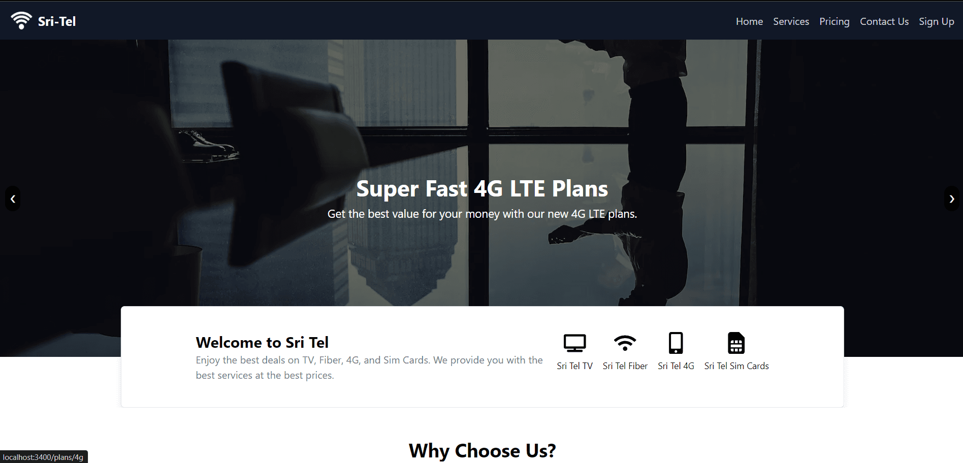 Screenshot of Sri Tel - Customer Care System