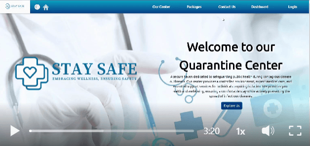 Screenshot of Stay Safe Quarantine Center